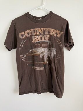 Country Boy Graphic Tee - Brown Vintage Truck Print